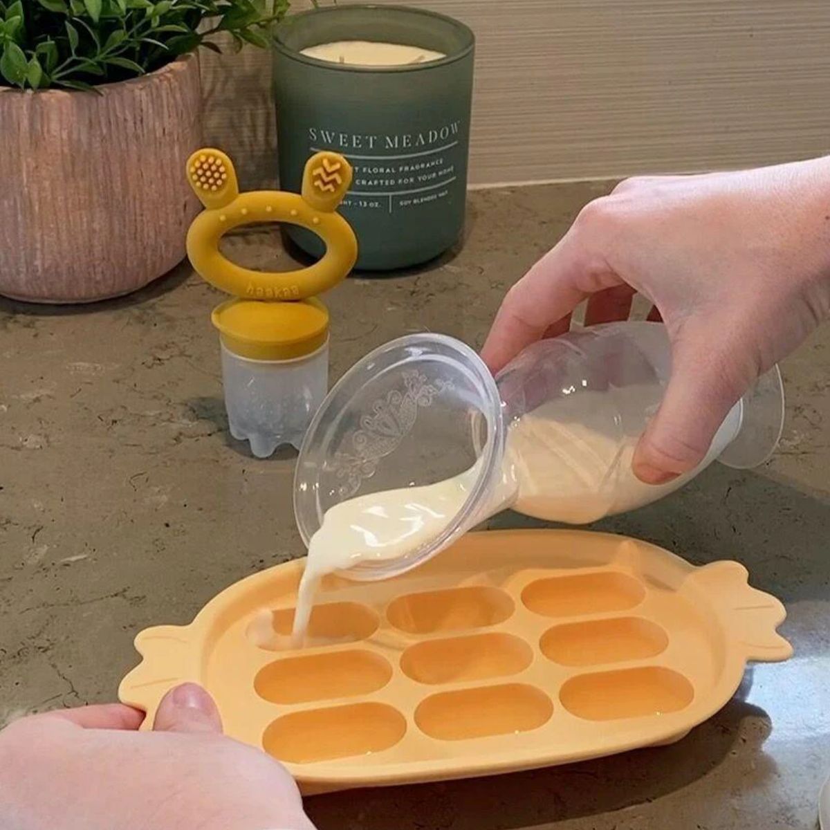 Haakaa Silicone Nibble Tray - Pea Green - Multi-Purpose Meal Prep Solution