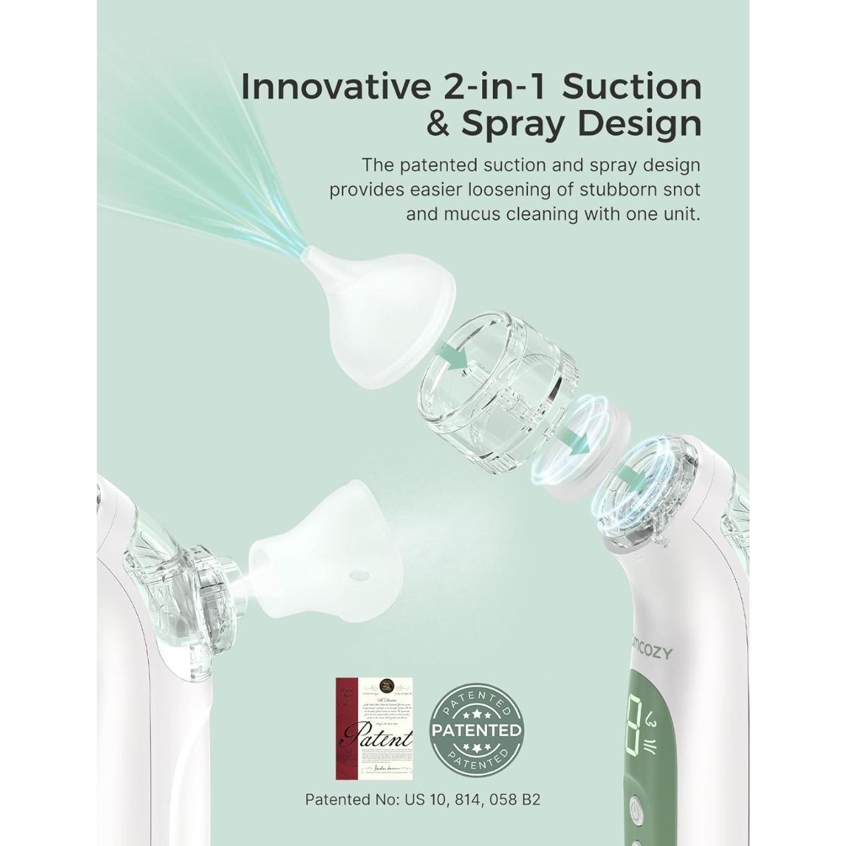 Momcozy BreezyClear 2-in-1 Electric Nasal Aspirator - 2-in-1 Spray & Suction System
