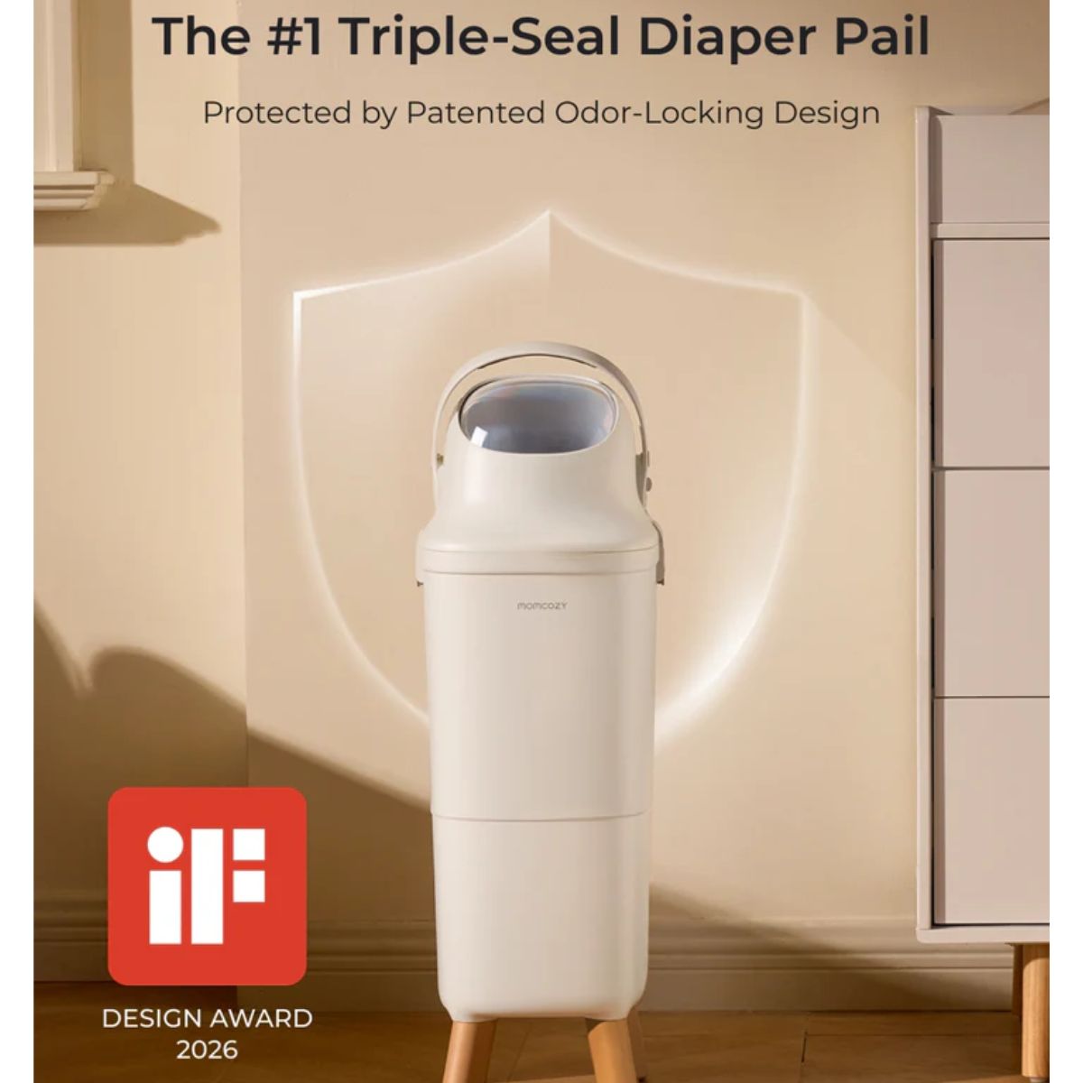 Momcozy Triple-Seal Diaper Pail - Triple-Seal Odor Control